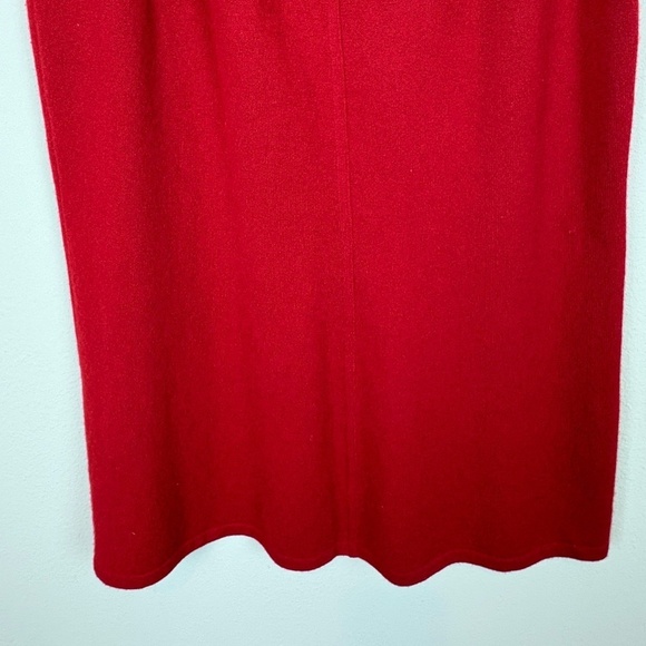 Chanel Vintage 90s Red 100% Cashmere Knit High Waisted Pencil Skirt - Picture 6 of 9